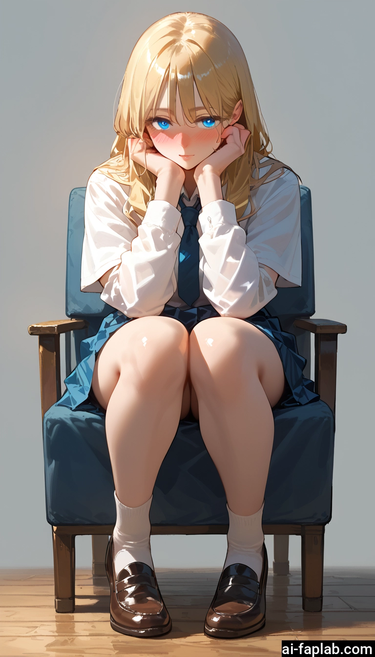 1girl, solo, blue eyes, blonde hair, skirt, blush · Yamete.gg