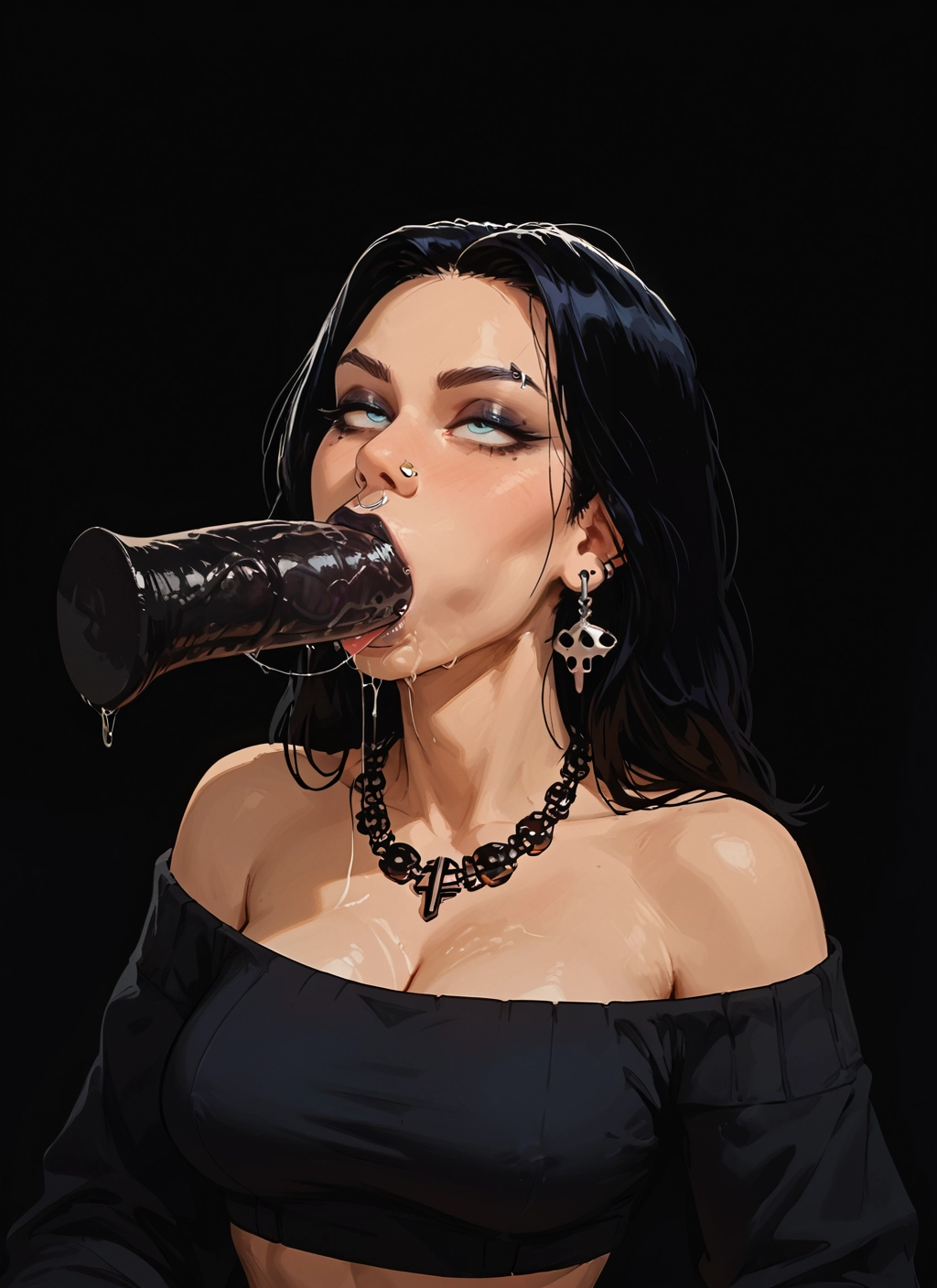 1girl, breasts, jewelry, hetero, penis, black hair · Yamete.gg