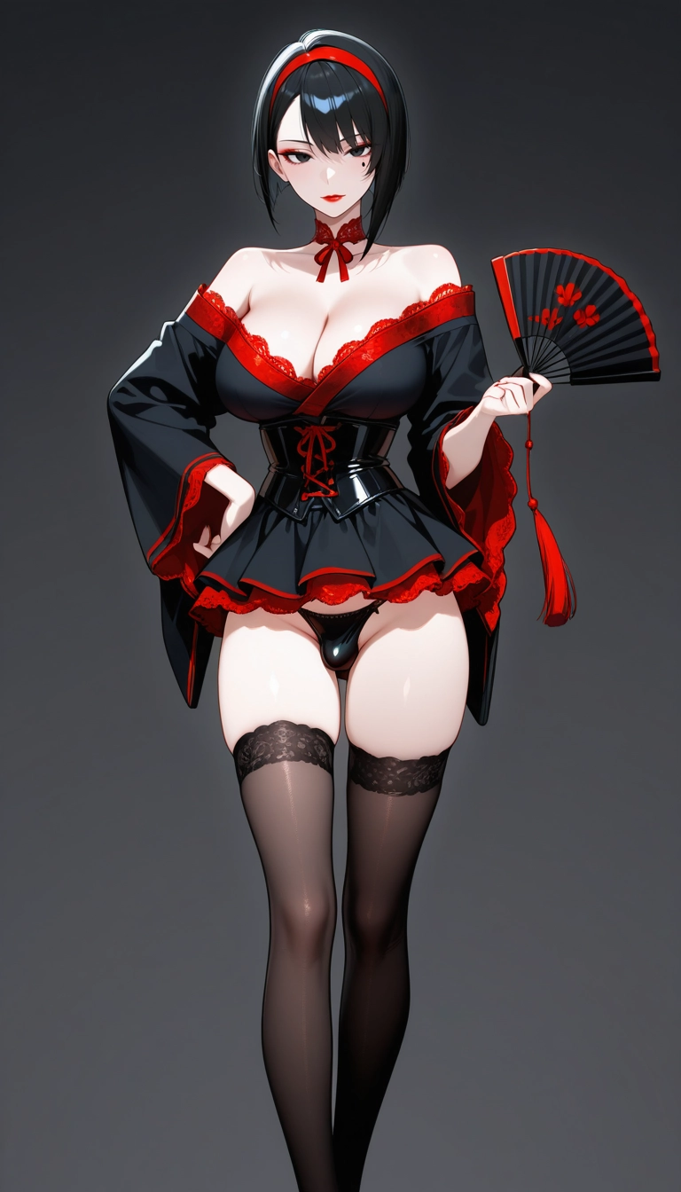 1girl, underwear, solo, breasts, panties, thighhighs
