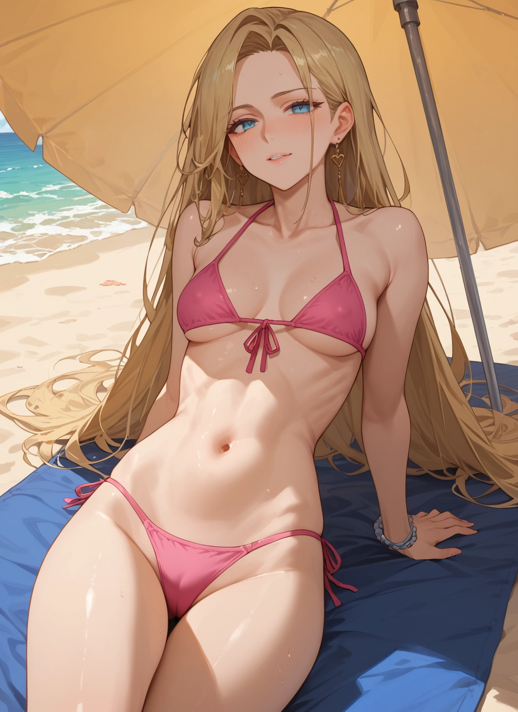1girl, swimsuit, bikini, long hair, breasts, jewelry · Yamete.gg
