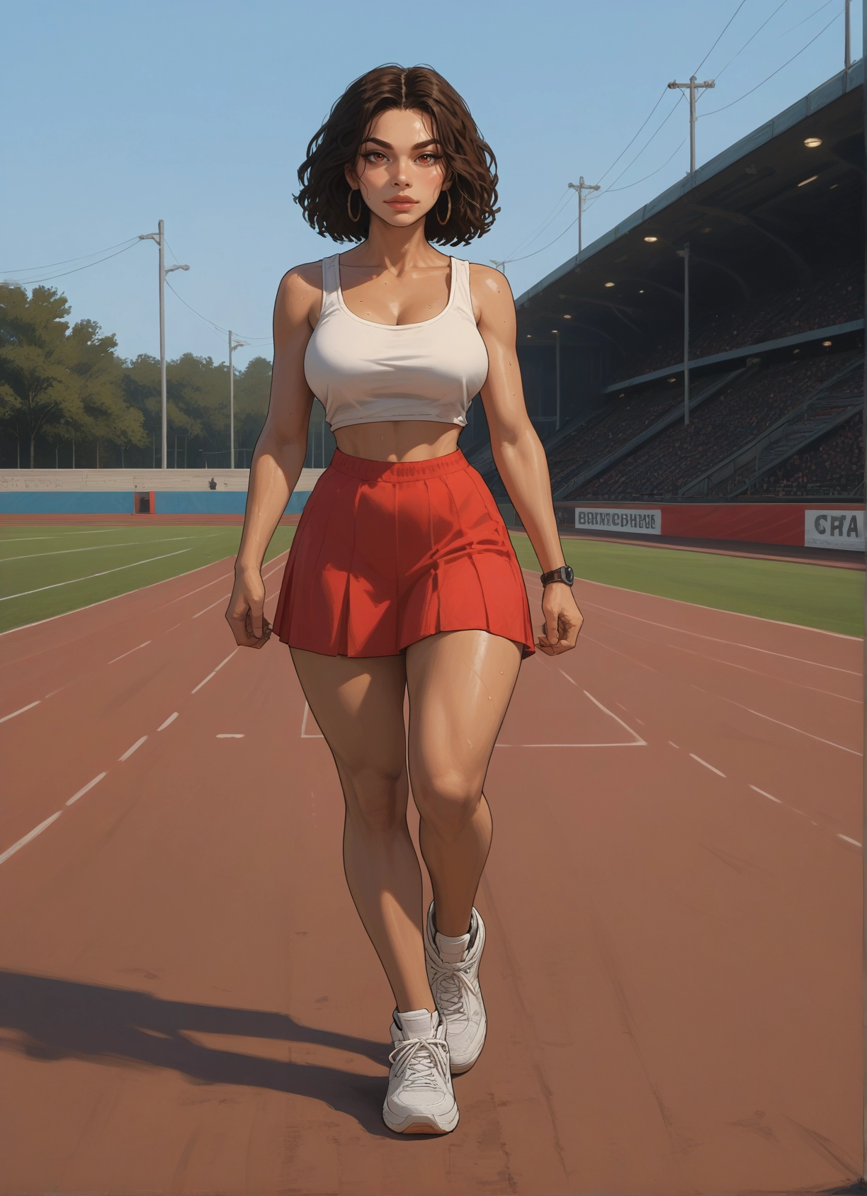 1girl, breasts, skirt, jewelry, earrings, shoes · Yamete.gg