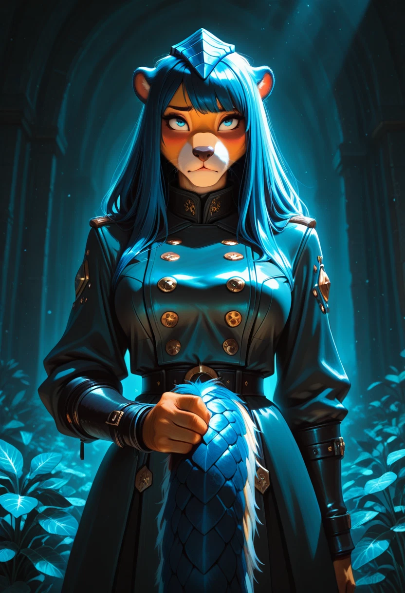 furry, 1girl, solo, tail, holding own tail, furry female · Yamete.gg