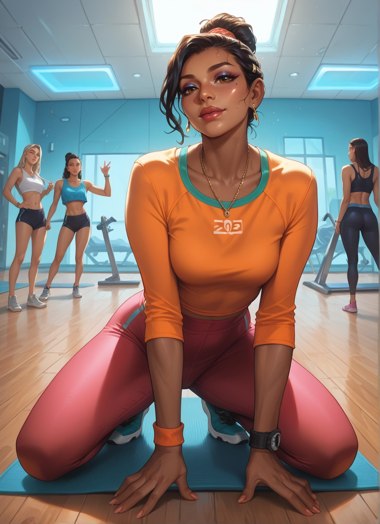 multiple girls, 3girls, jewelry, mole, earrings, watch · Yamete.gg