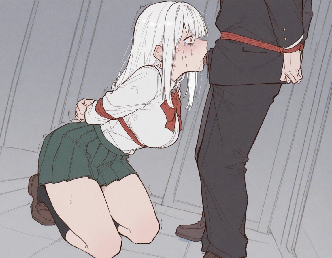 1girl, 1boy, hetero, skirt, bound, oral · Yamete.gg