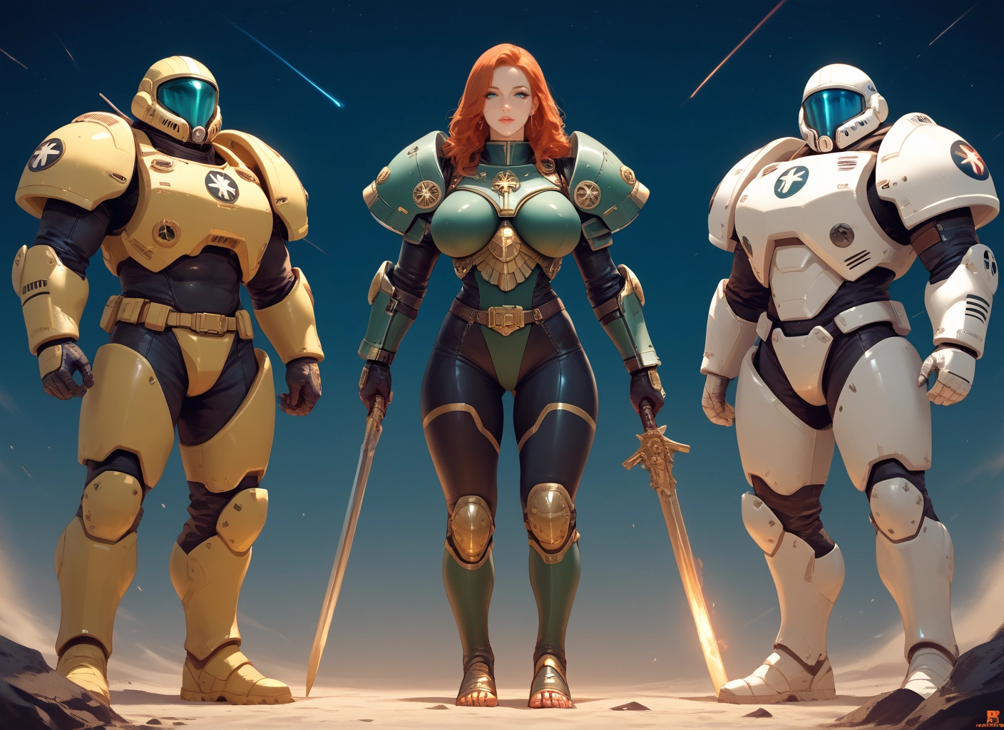 weapon, sword, 1girl, armor, breasts, holding · Yamete.gg