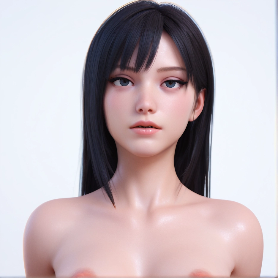 1girl, solo, black hair, nipples, long hair, looking at viewer · Yamete.gg