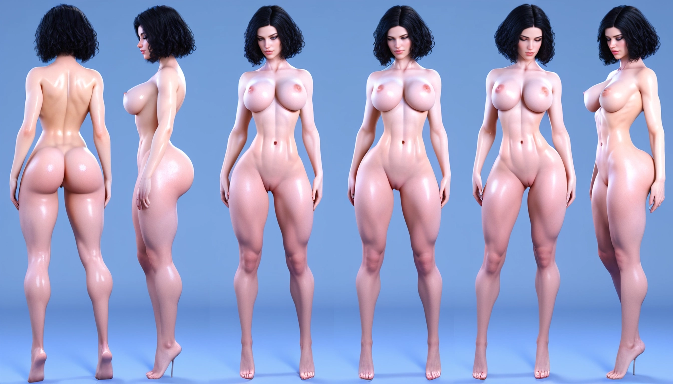1girl, breasts, ass, black hair, short hair, nude · Yamete.gg