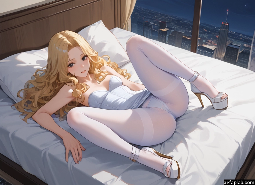 1girl, blonde hair, pantyhose, long hair, white legwear, breasts · Yamete.gg