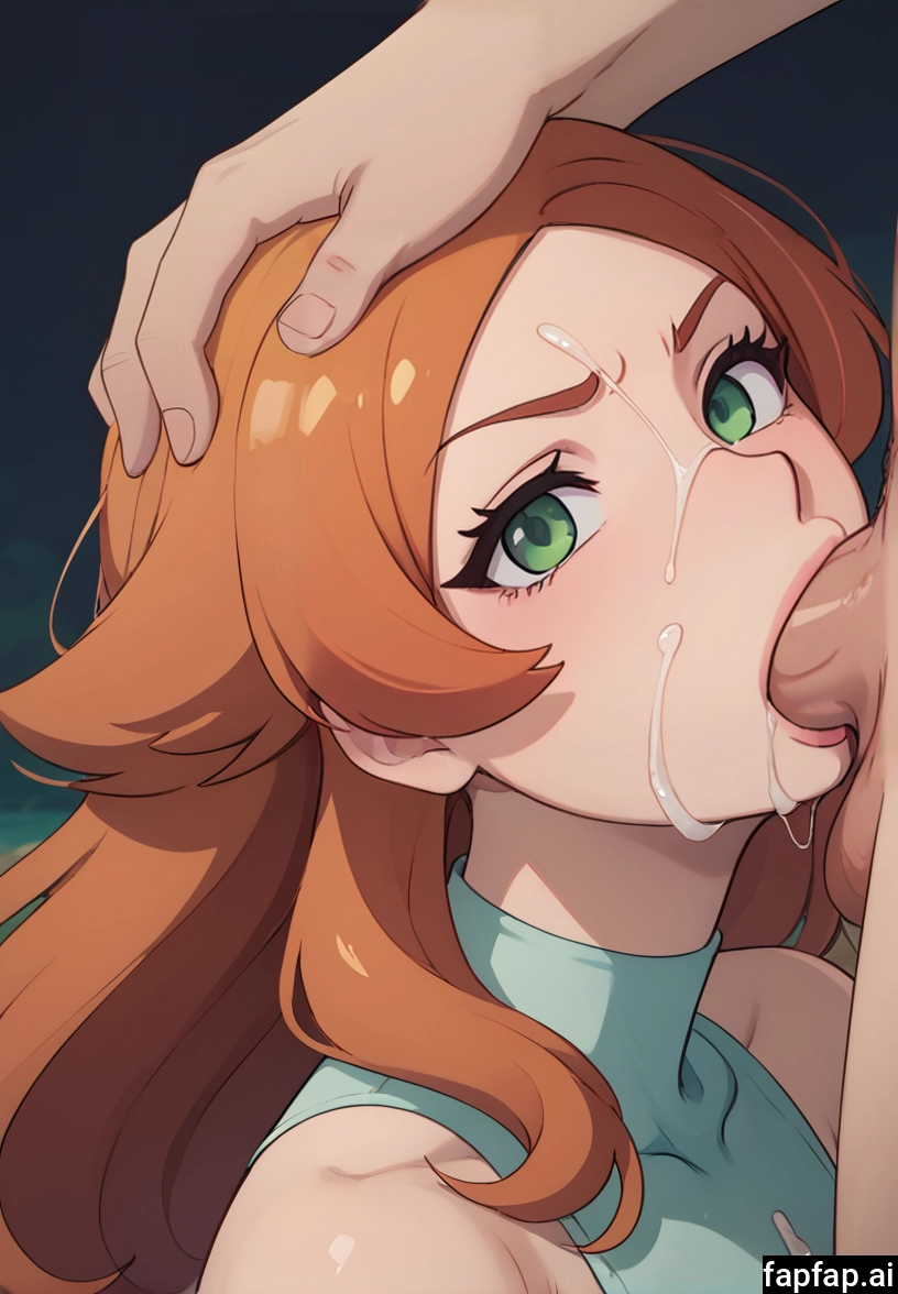 1girl, green eyes, hetero, penis, cum, fellatio · Yamete.gg
