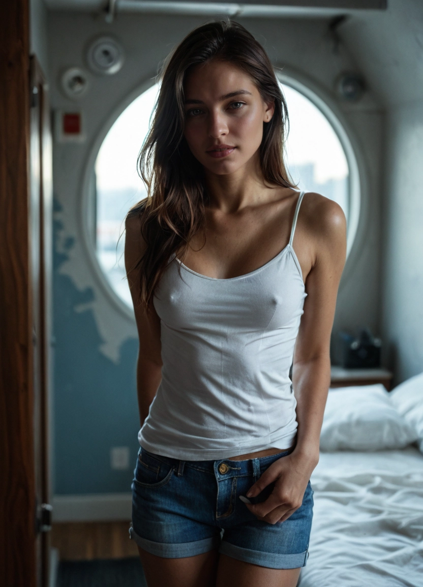 1girl, solo, shorts, denim, denim shorts, long hair · Yamete.gg