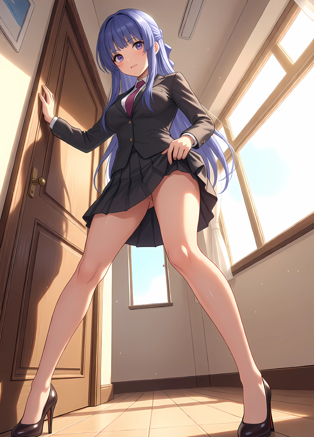 1girl, solo, skirt, jacket, high heels, no panties · Yamete.gg