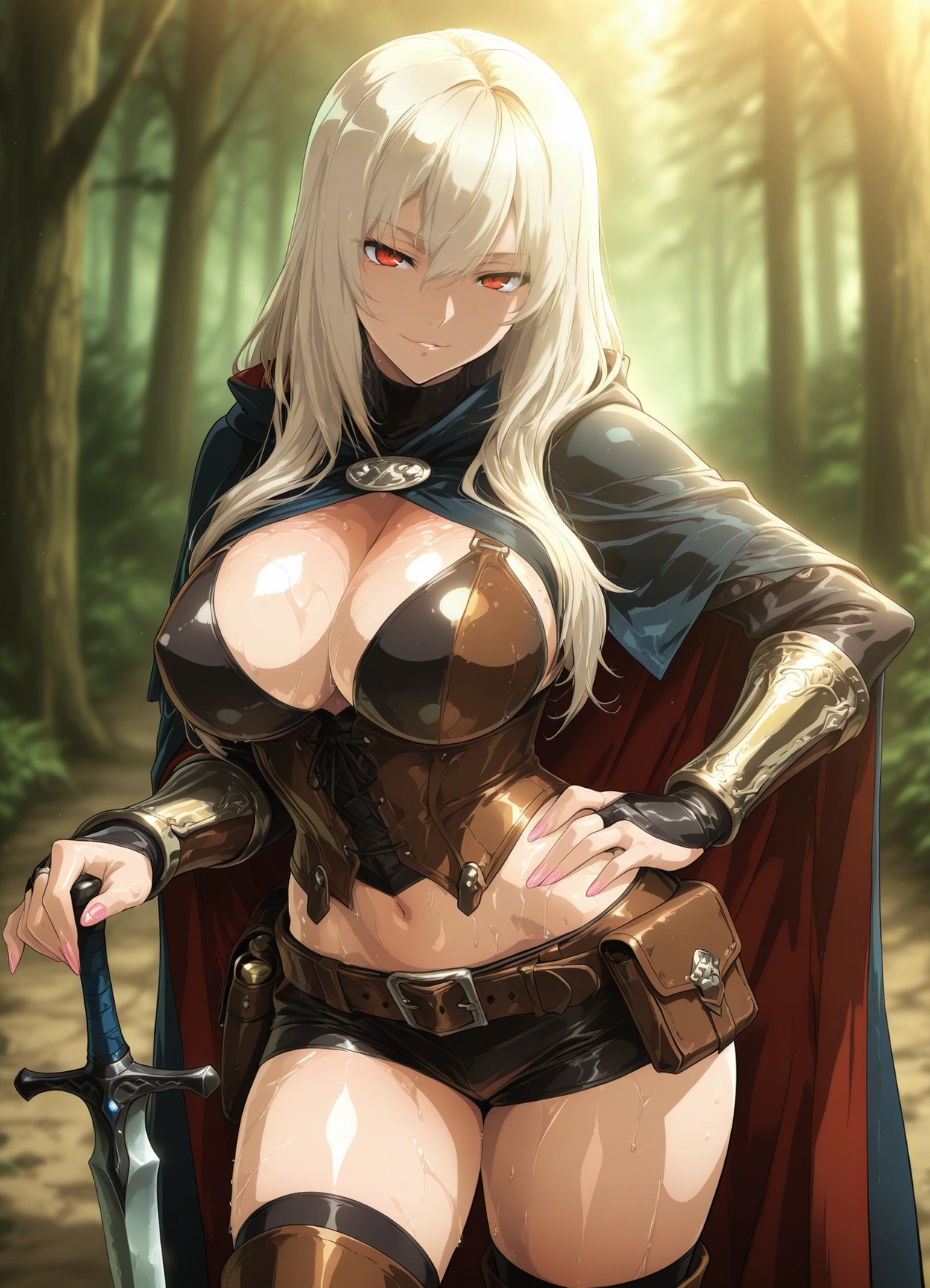 1girl, breasts, solo, large breasts, weapon, red eyes · Yamete.gg