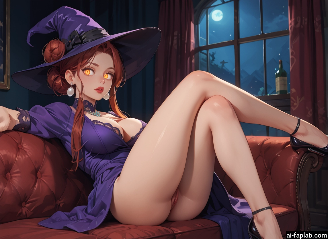 1girl, breasts, hat, witch hat, jewelry, earrings · Yamete.gg