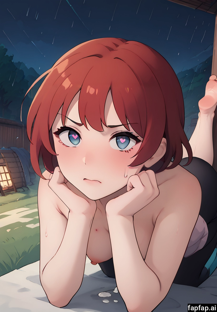 1girl, nipples, breasts, solo, red hair, barefoot · Yamete.gg
