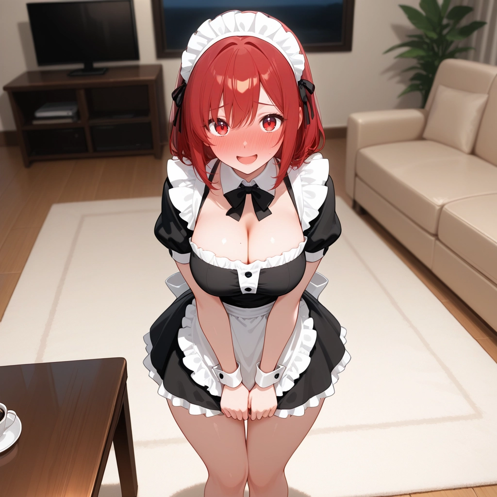 1girl, breasts, blush, maid headdress, solo, large breasts · Yamete.gg