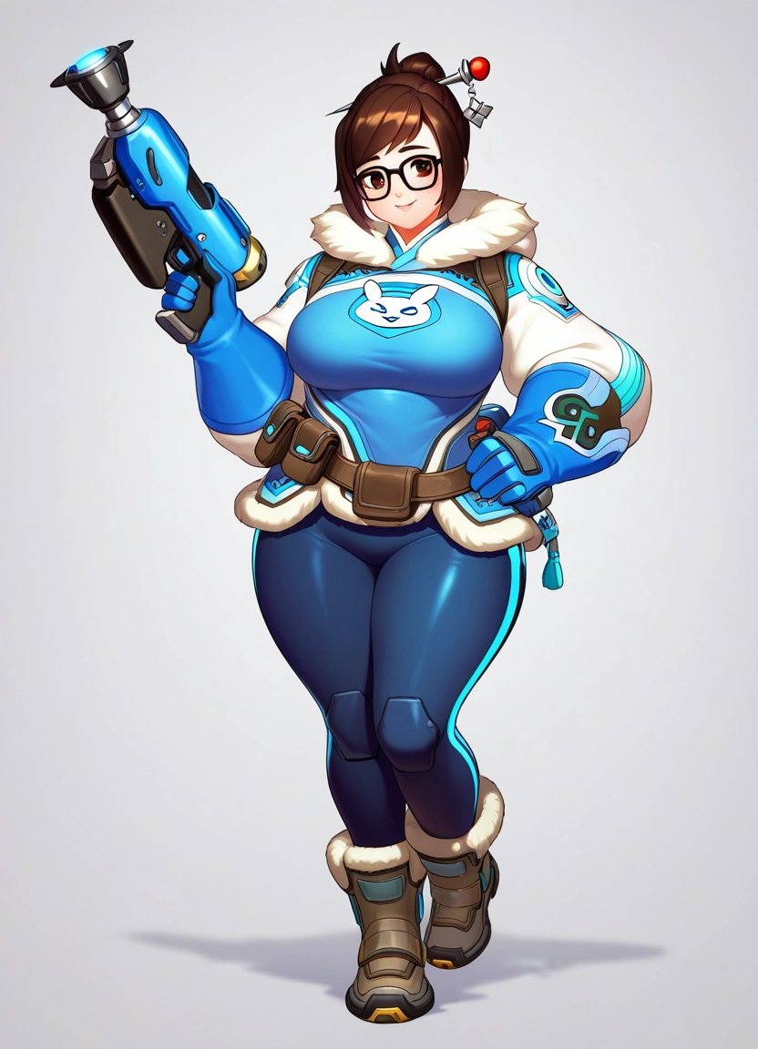 1girl, solo, glasses, brown hair, breasts, hair ornament · Yamete.gg