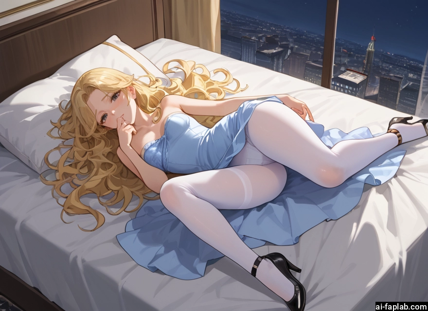 1girl, blonde hair, pantyhose, long hair, dress, white legwear · Yamete.gg