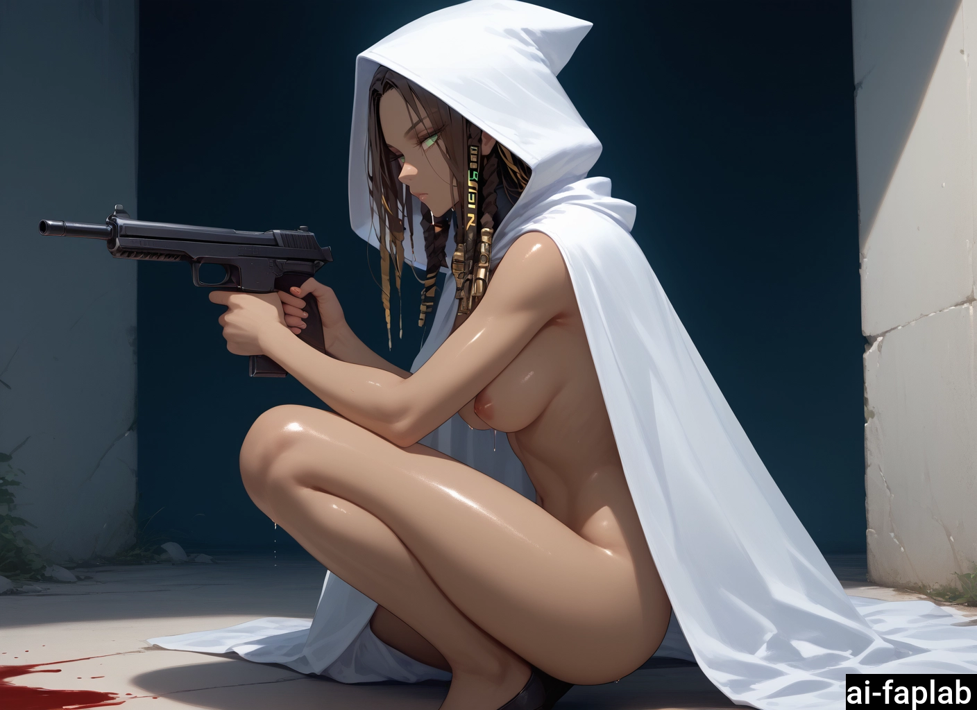 1girl, dark-skinned female, dark skin, weapon, solo, breasts · Yamete.gg