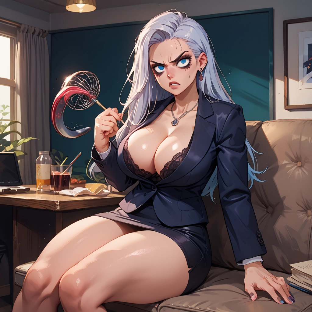 breasts, jewelry, blue eyes, cleavage, 1girl, necklace · Yamete.gg