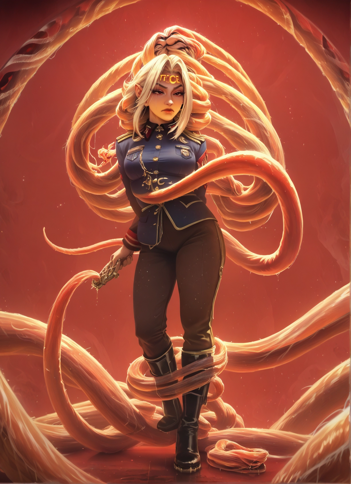 1girl, tentacles, uniform, military, boots, pointy ears · Yamete.gg