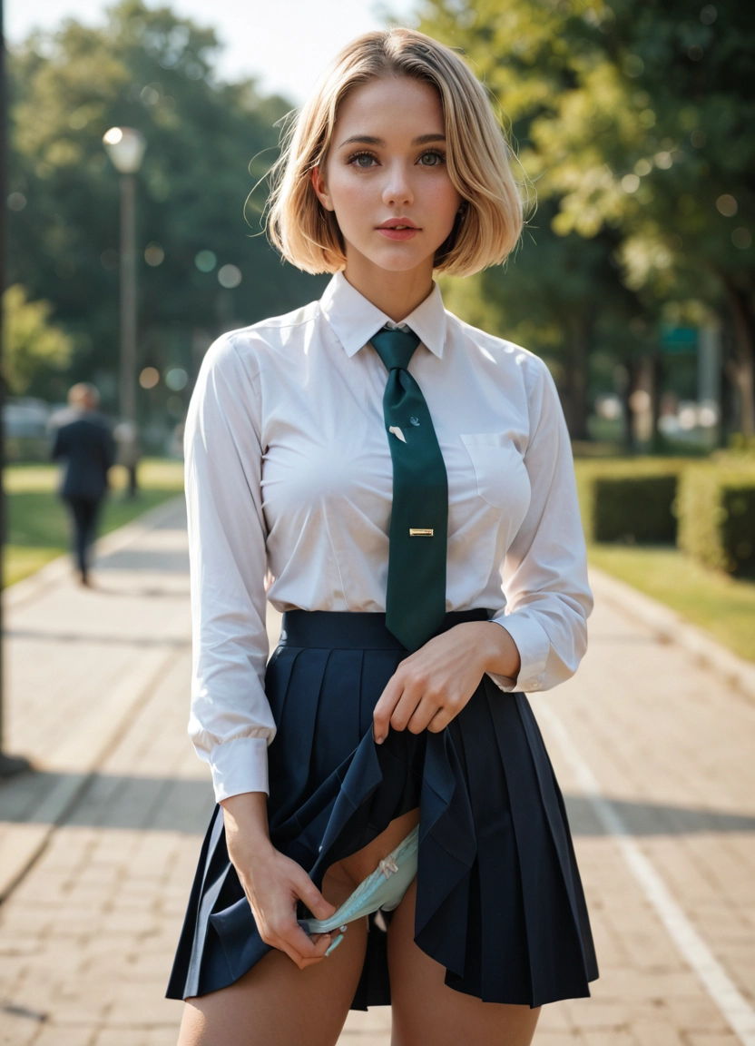 underwear, skirt, necktie, panties, 1girl, shirt · Yamete.gg