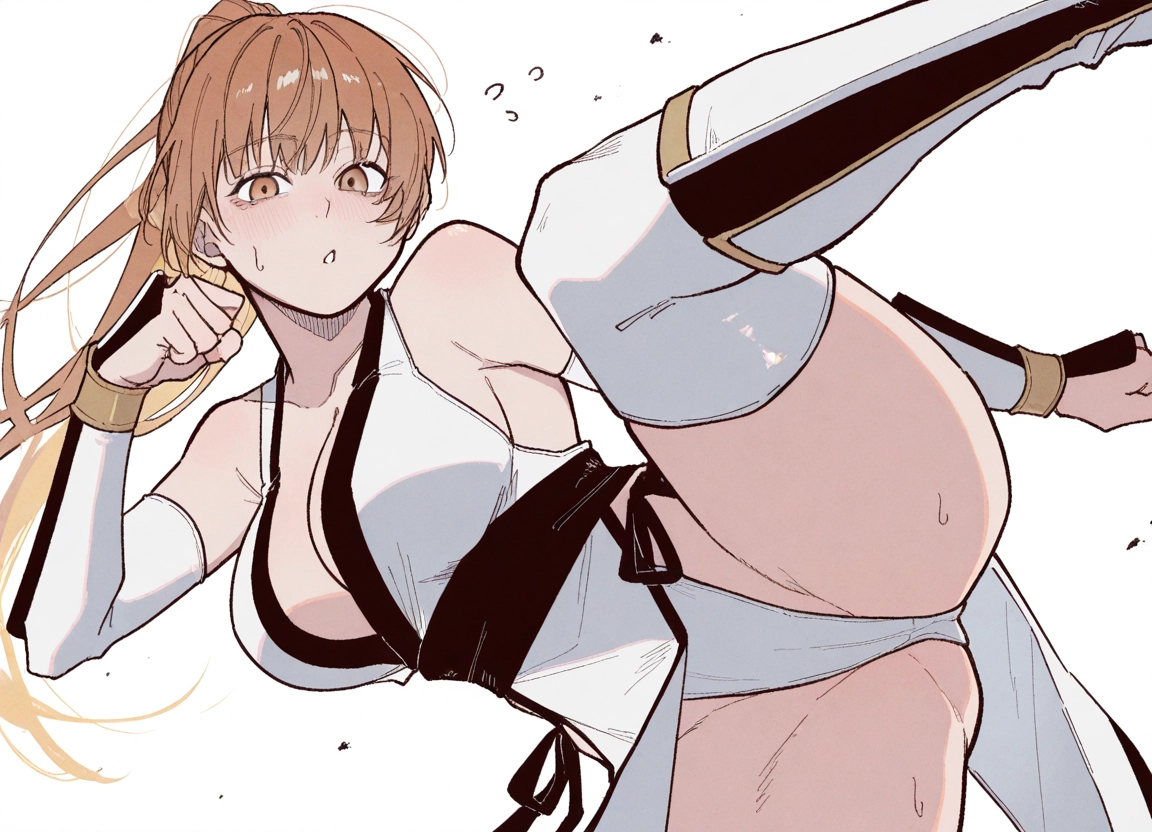 1girl, breasts, thighhighs, large breasts, long hair, ponytail · Yamete.gg