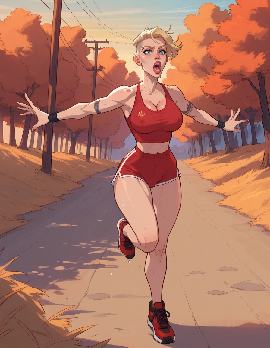 1girl, breasts, blonde hair, blue eyes, solo, shorts · Yamete.gg