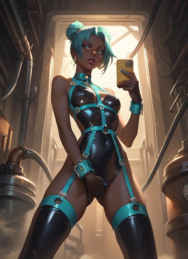 1girl, solo, phone, breasts, thighhighs, cellphone · Yamete.gg