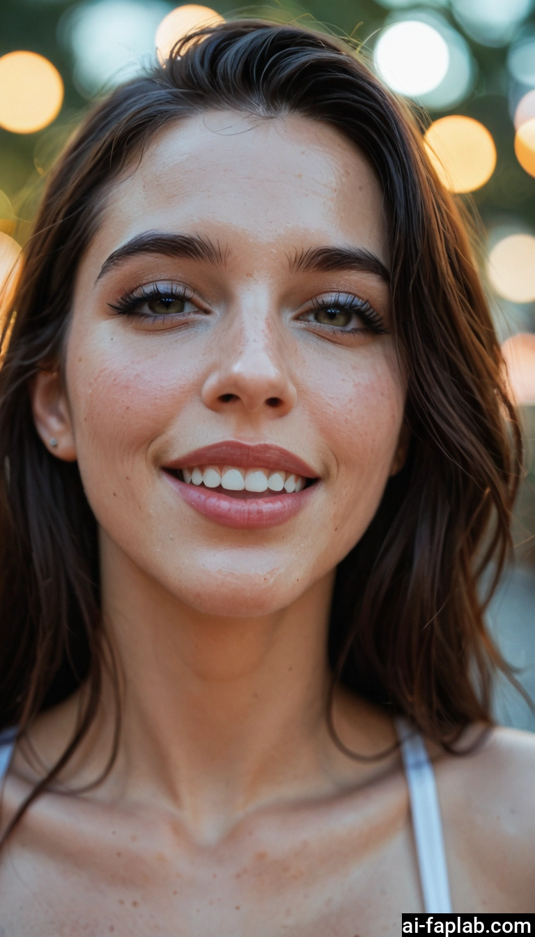1girl, solo, teeth, looking at viewer, brown hair, brown eyes