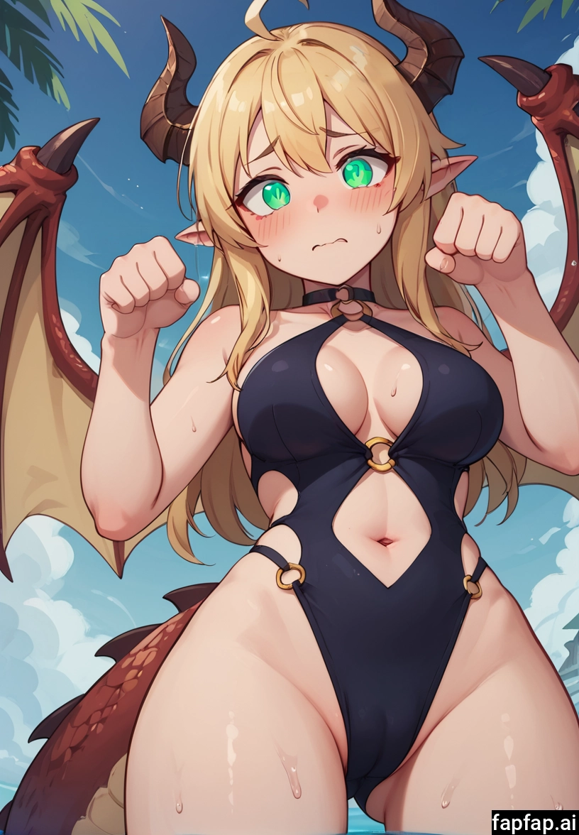 1girl, breasts, solo, navel, horns, wings · Yamete.gg