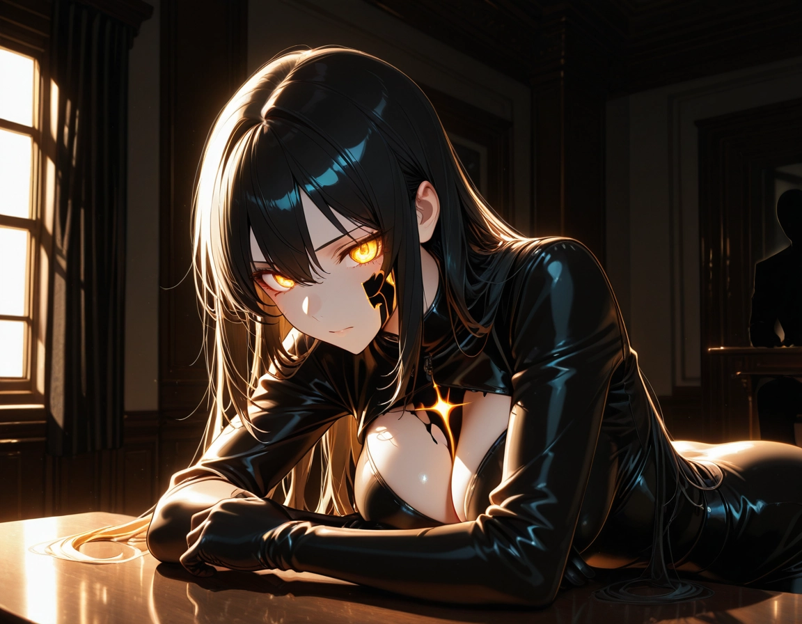 breasts, 1girl, long hair, black hair, indoors, looking at viewer · Yamete.gg