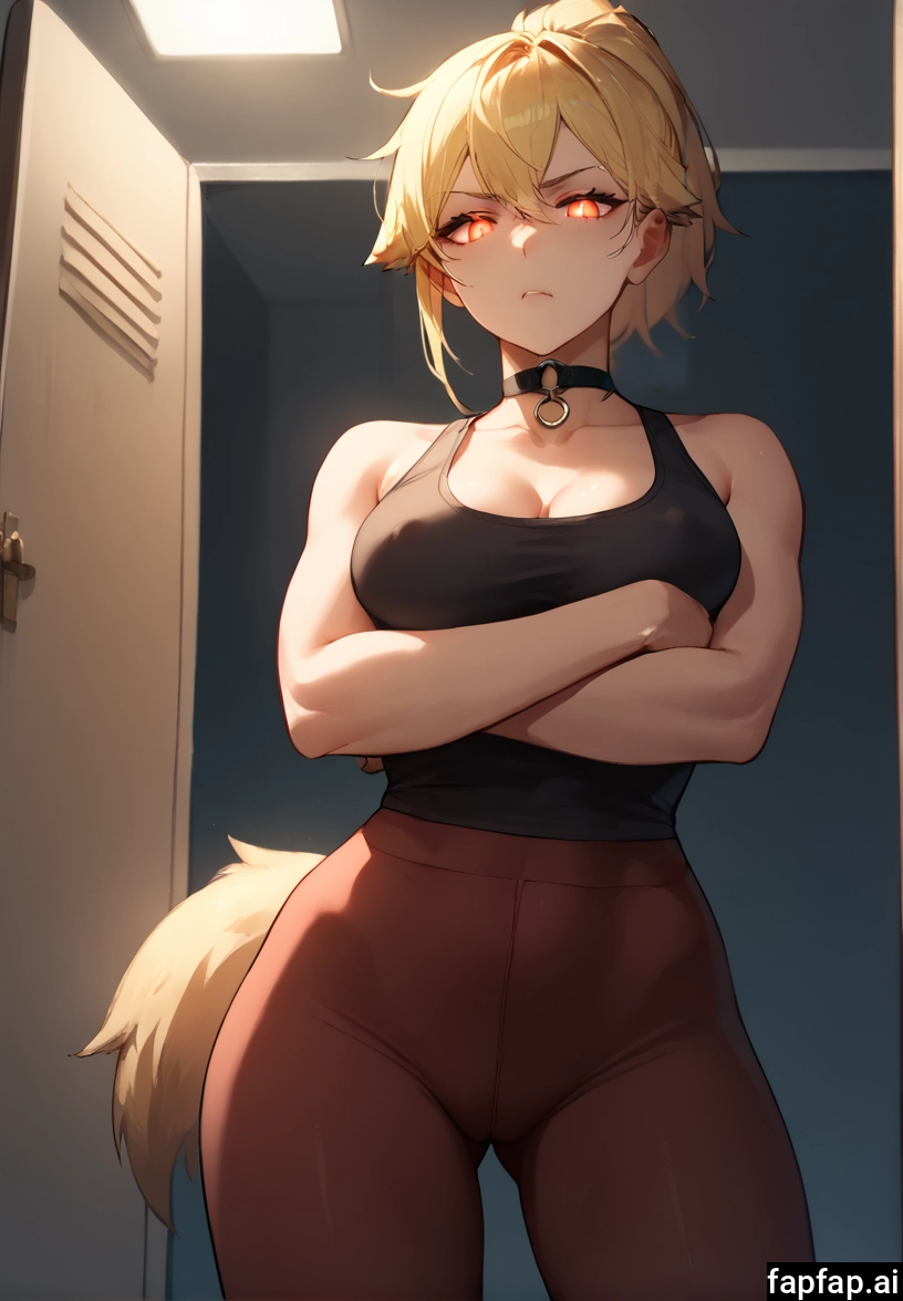 1girl, breasts, blonde hair, solo, cleavage, crossed arms · Yamete.gg