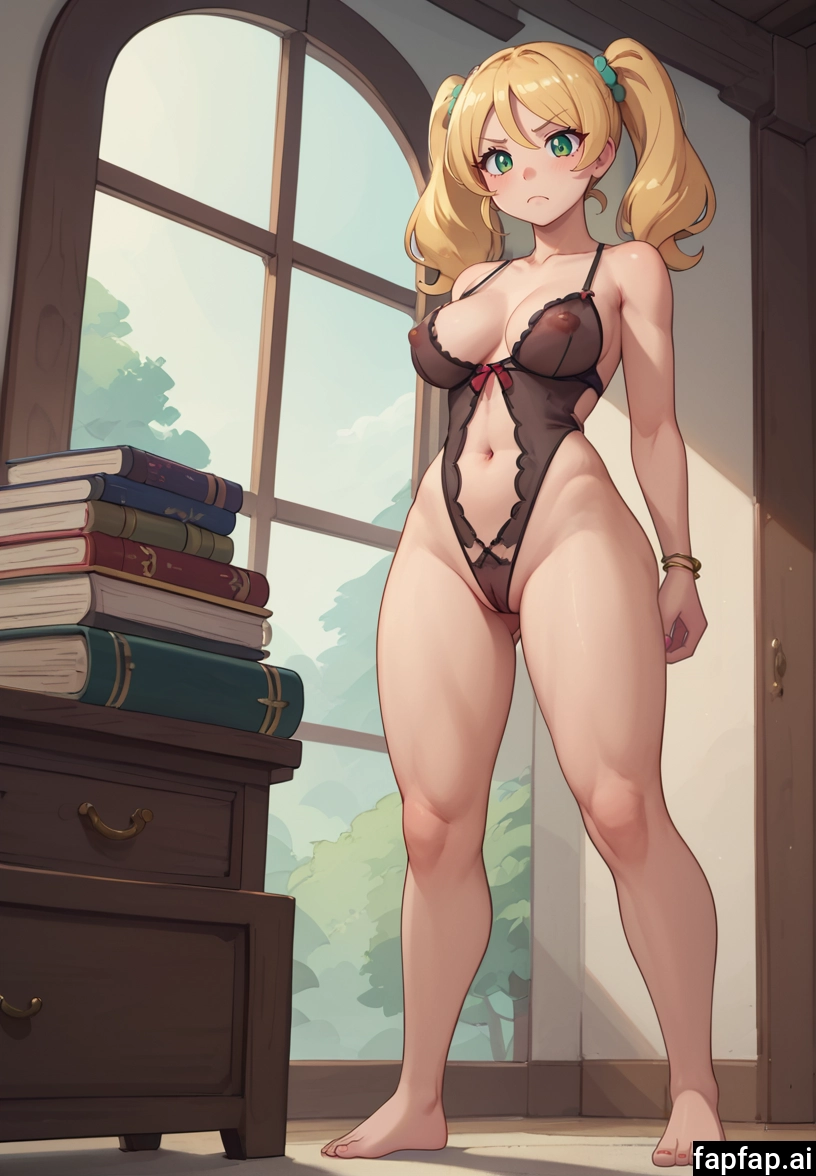 1girl, breasts, solo, blonde hair, twintails, navel · Yamete.gg