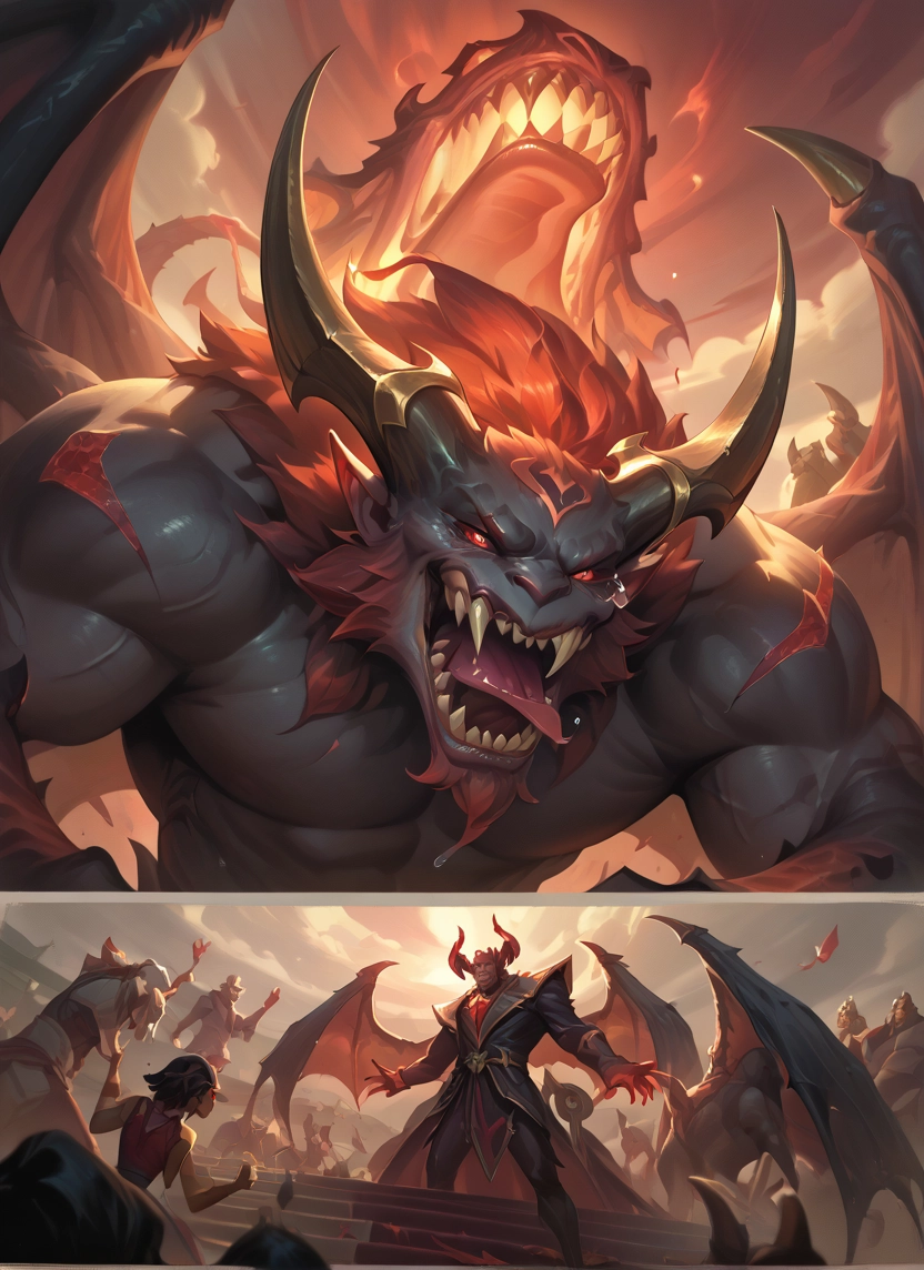 bara, furry, horns, wings, multiple boys, muscular · Yamete.gg