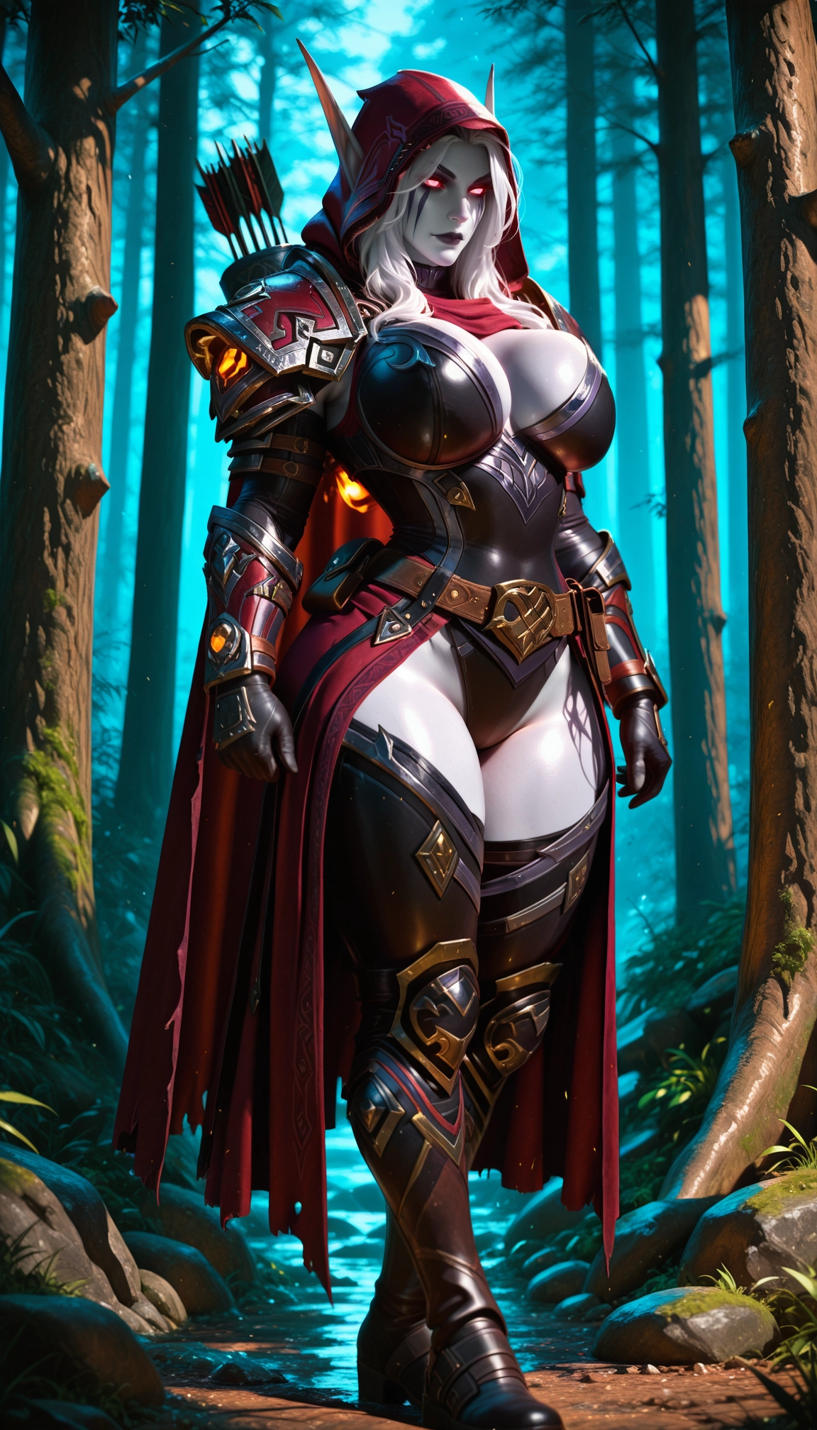 1girl, breasts, forest, solo, nature, hood · Yamete.gg