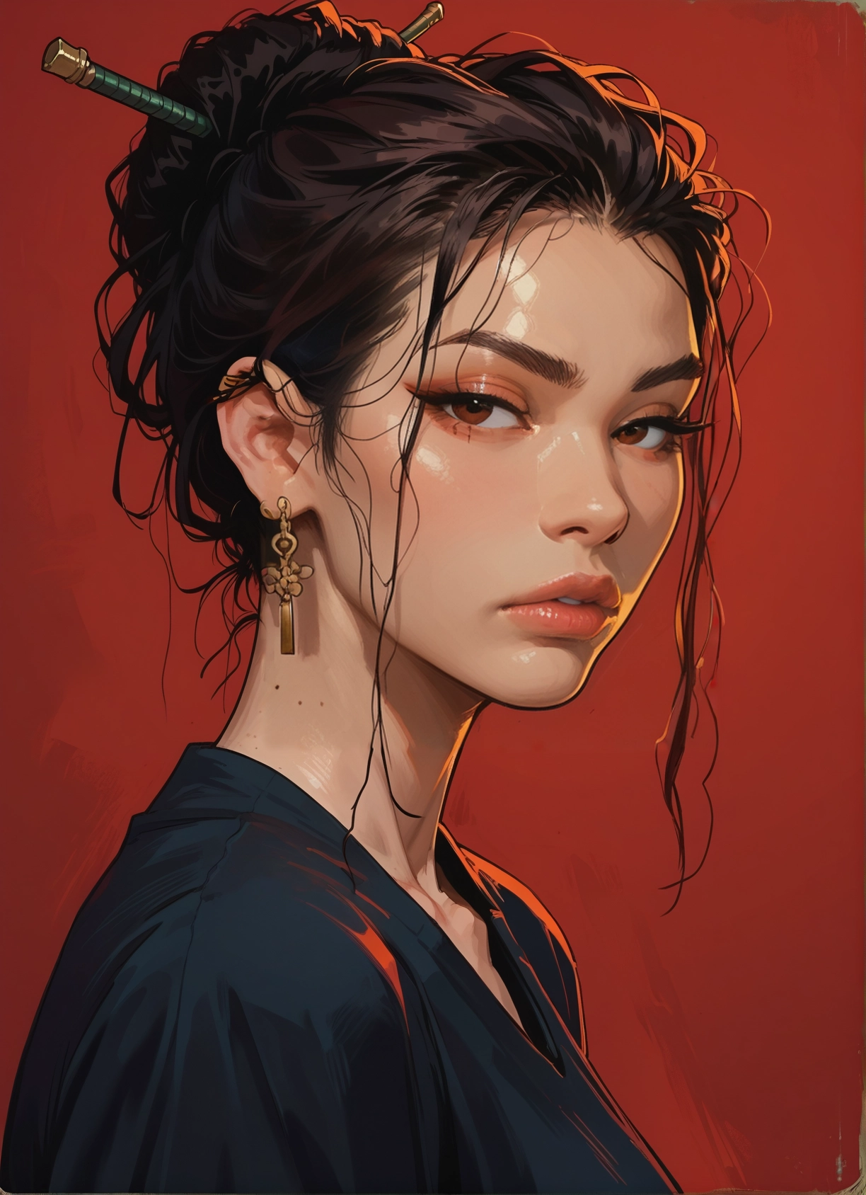 1girl, solo, jewelry, earrings, brown eyes, looking at viewer · Yamete.gg