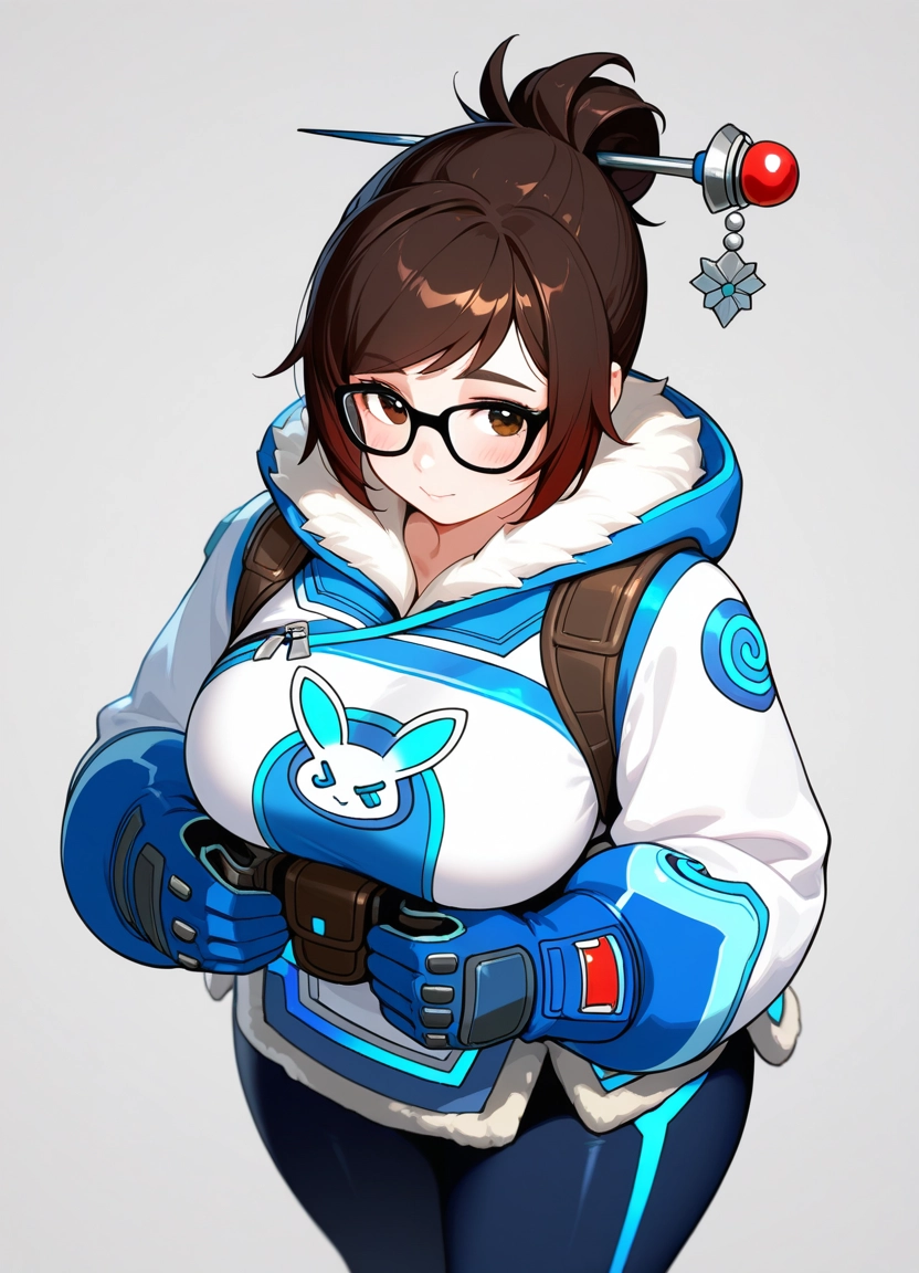 1girl, glasses, solo, brown hair, hair ornament, brown eyes · Yamete.gg