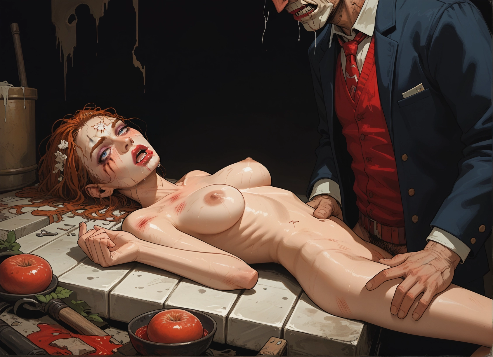1girl, nipples, 1boy, breasts, hetero, nude · Yamete.gg