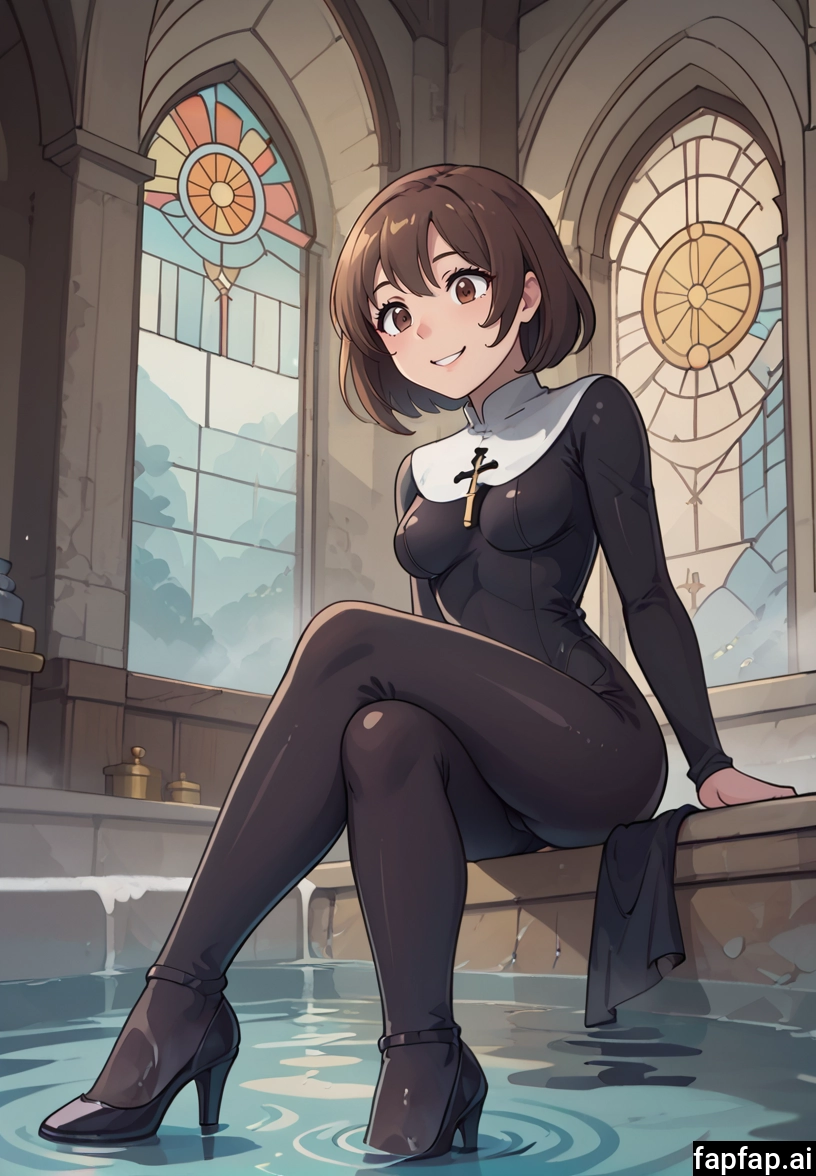 1girl, solo, brown hair, high heels, brown eyes, breasts · Yamete.gg