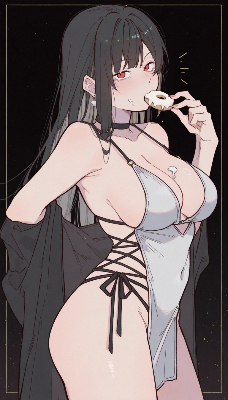 1girl, breasts, solo, dress, red eyes, long hair · Yamete.gg