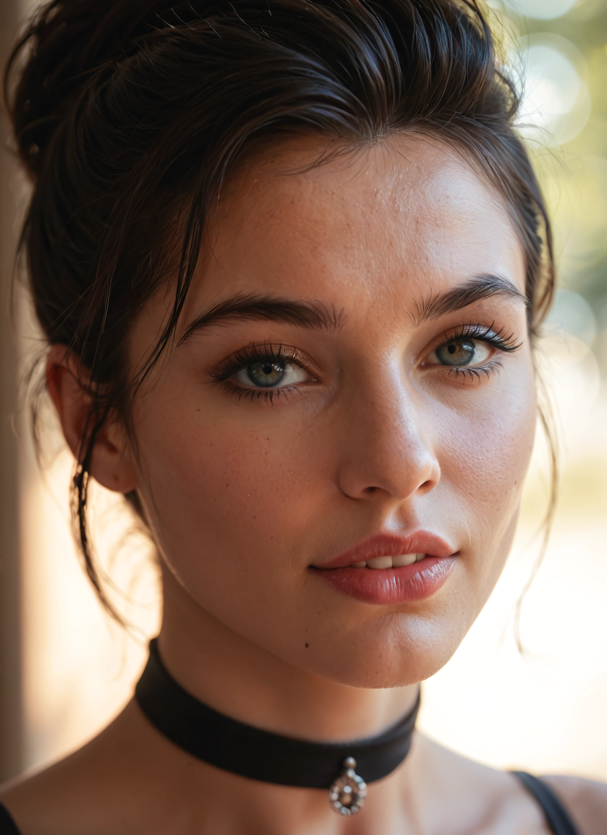 1girl, solo, choker, looking at viewer, realistic, mole · Yamete.gg