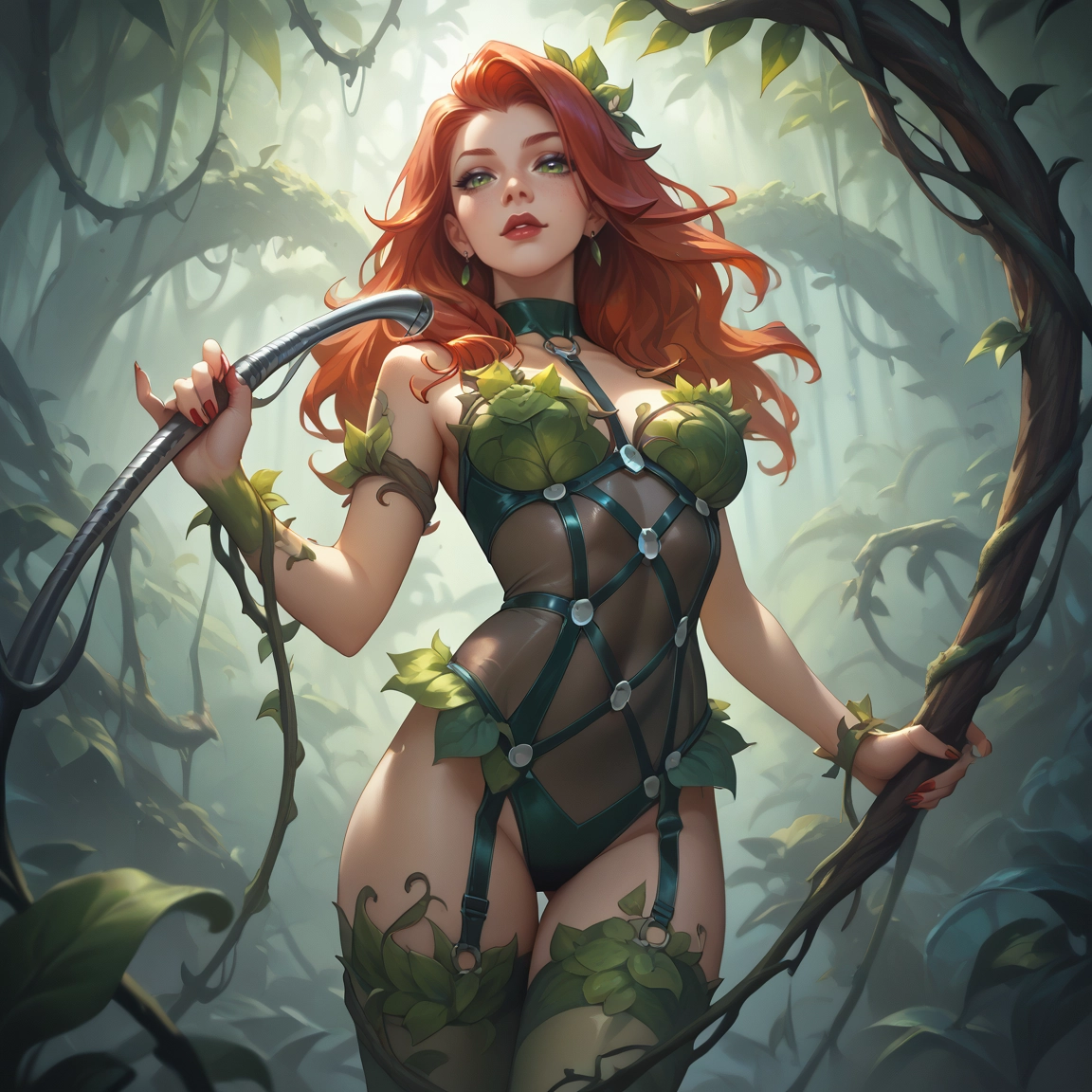 1girl, solo, green eyes, jewelry, earrings, long hair · Yamete.gg