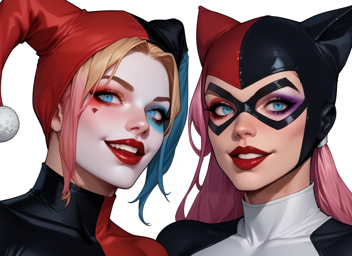 multiple girls, 2girls, blue eyes, blonde hair, mask, pink hair · Yamete.gg