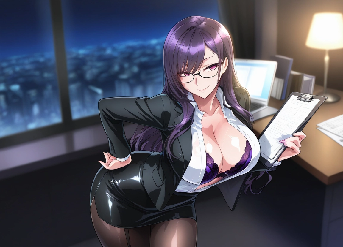 breasts, 1girl, underwear, pantyhose, bra, glasses · Yamete.gg