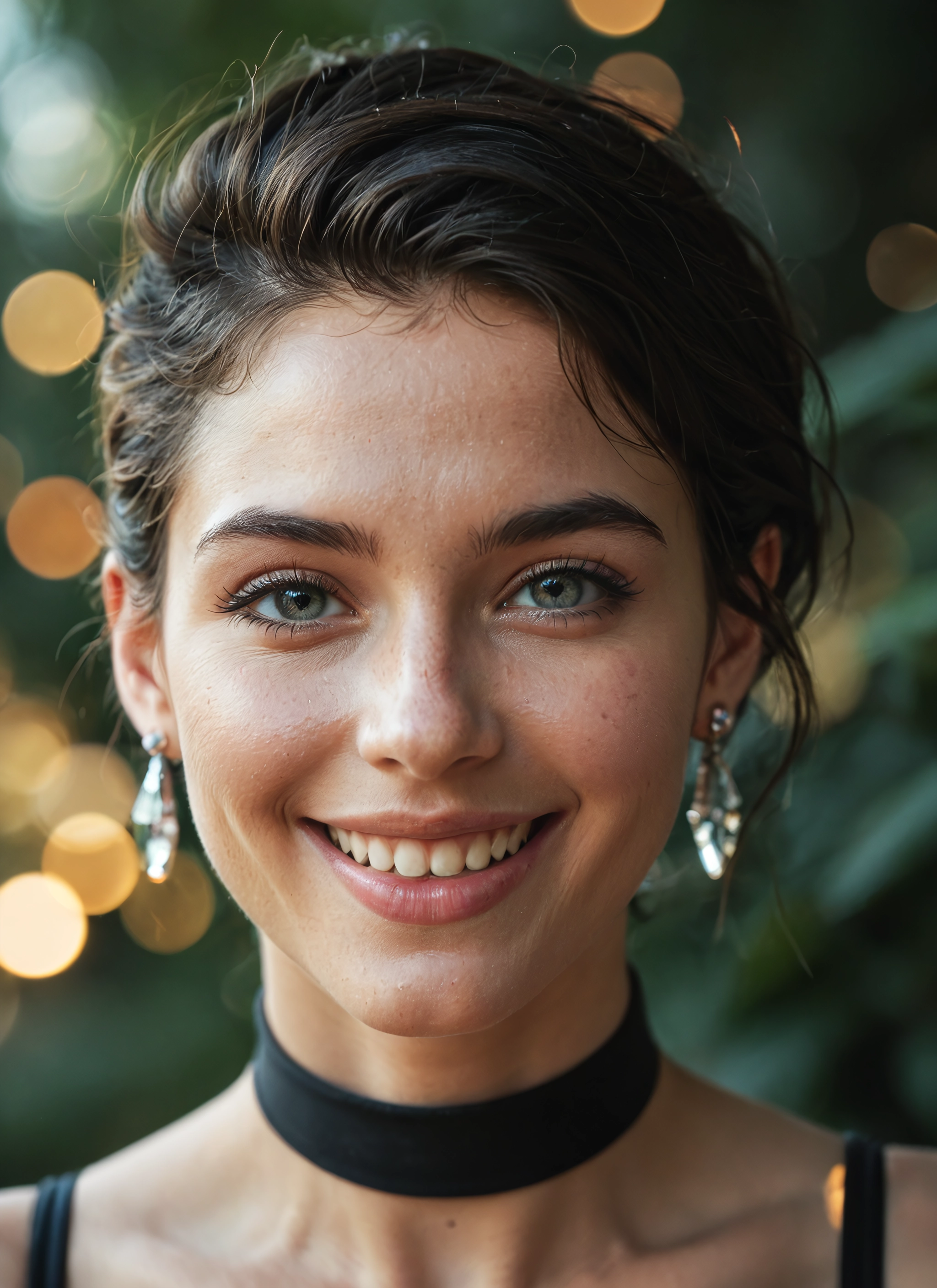 solo, 1girl, jewelry, earrings, smile, choker · Yamete.gg