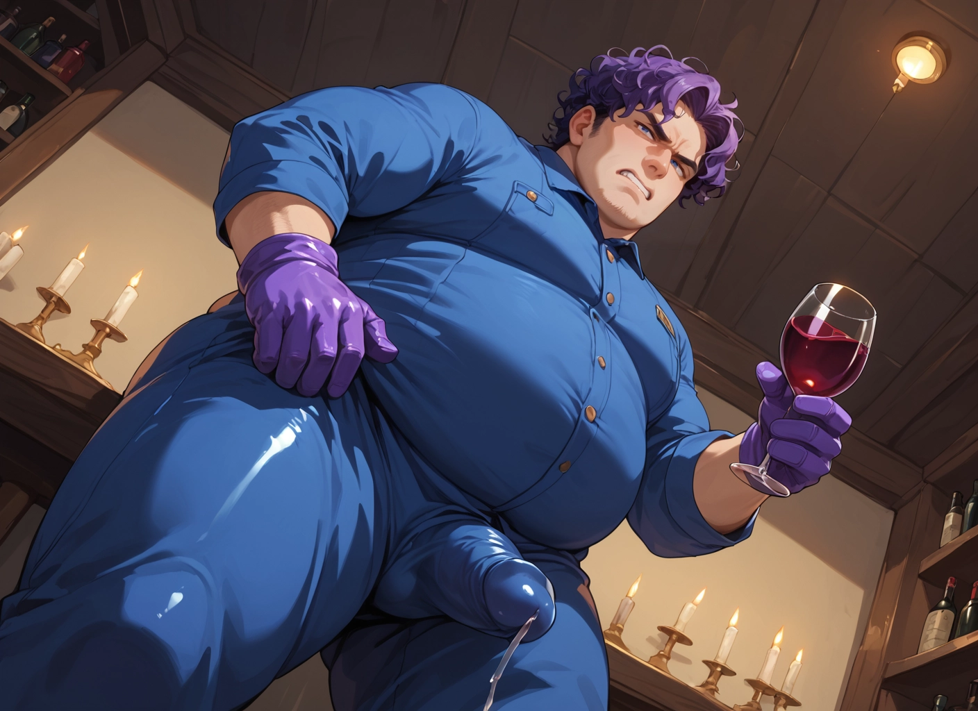 male focus, solo, 1boy, bara, erection, cup · Yamete.gg