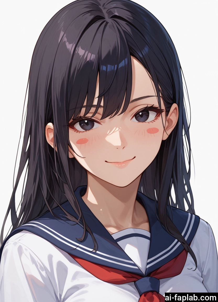 1girl, solo, school uniform, smile, long hair, serafuku · Yamete.gg