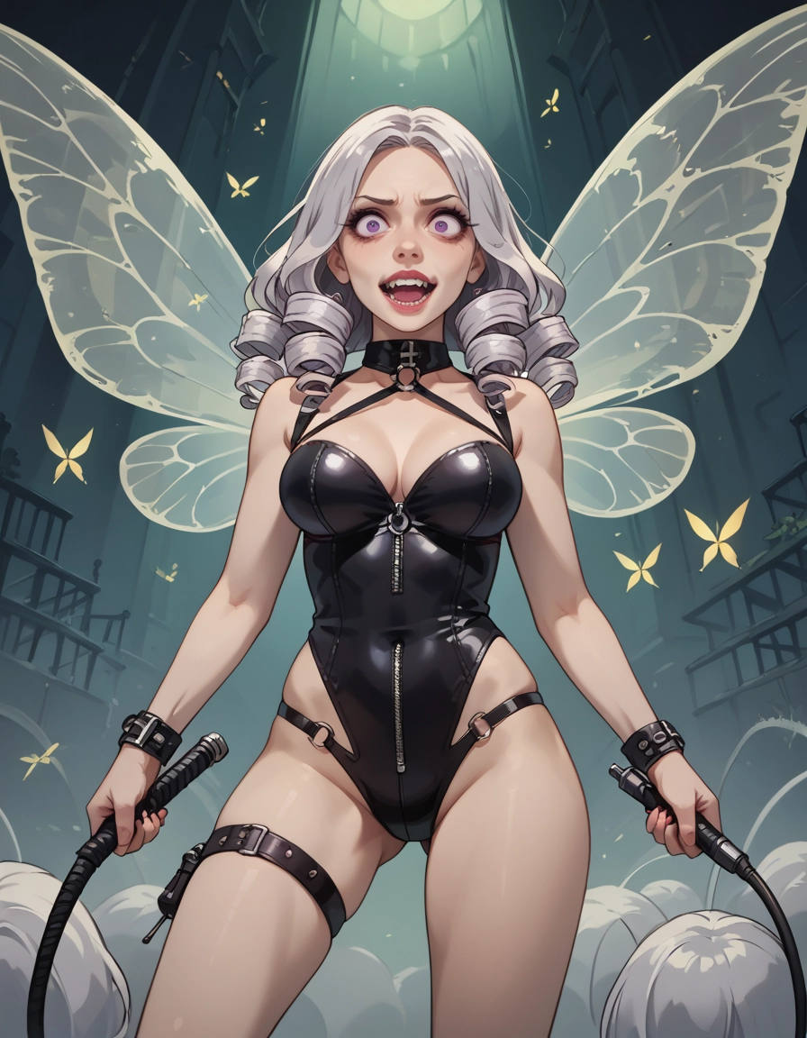 breasts, 1girl, wings, leotard, drill hair, bondage outfit · Yamete.gg
