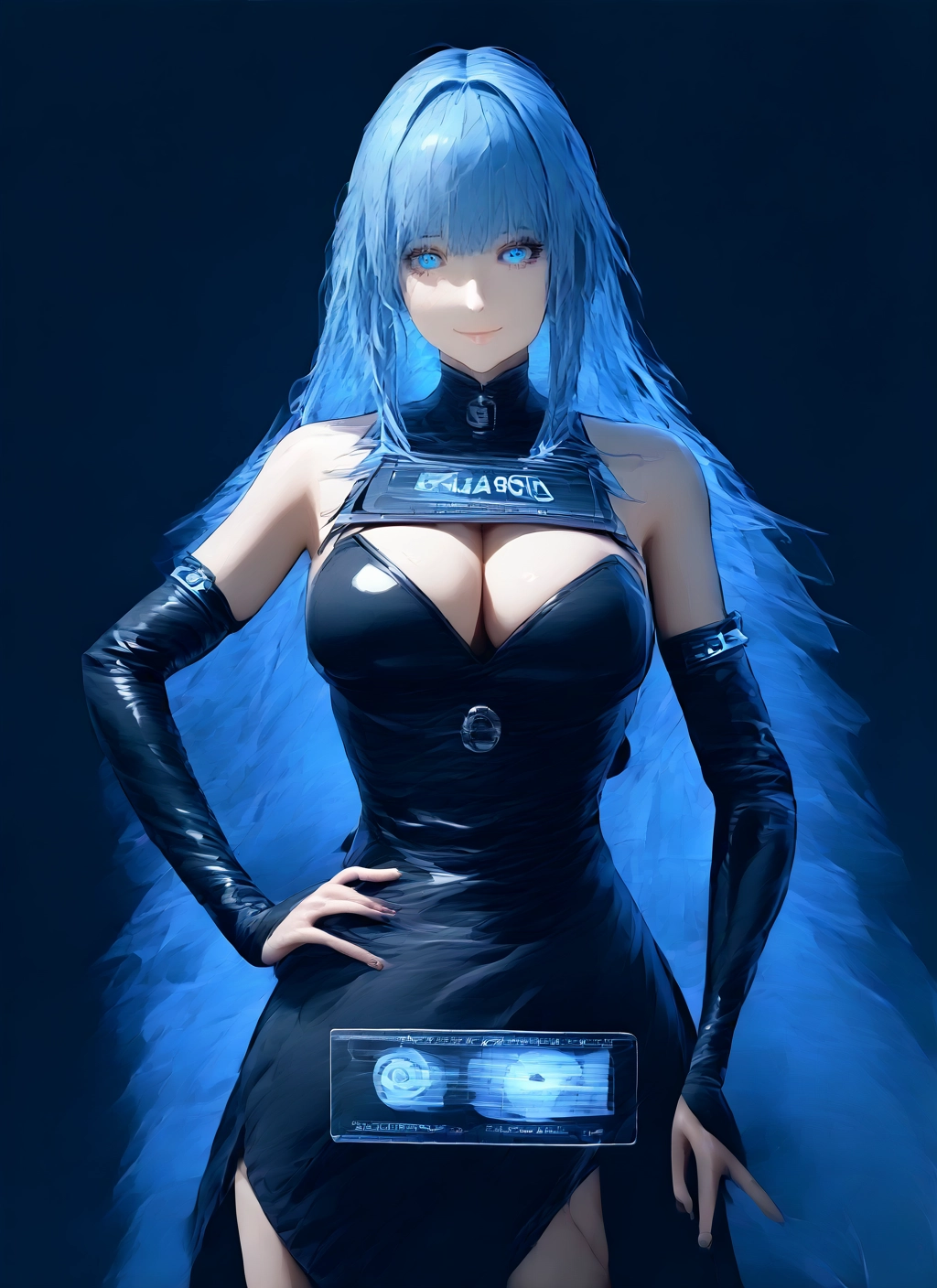 1girl, breasts, blue eyes, long hair, dress, large breasts · Yamete.gg
