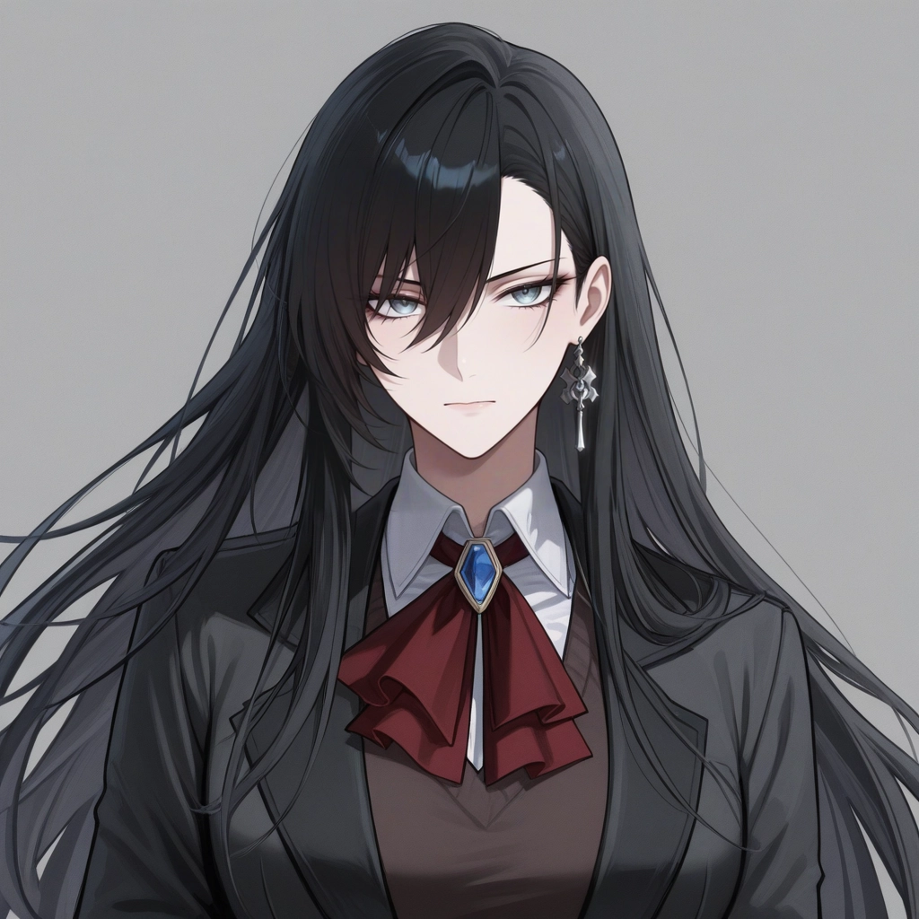 1girl, solo, long hair, jewelry, earrings, collared shirt · Yamete.gg